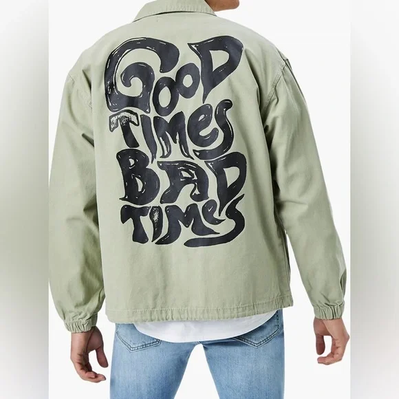Men’s Forever 21 Good Times Bad Times Graphic Coach Jacket Size Small - Picture 4 of 5